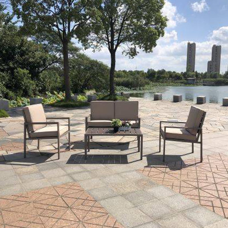 Blow Mould Wood Grain Patio Sofa Set