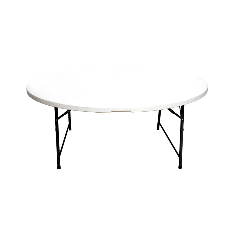 6Ft Powder Coated Finished Steel Frame Round Folding In Half Table